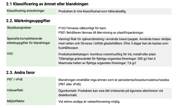 farliga egenskaper cremewachs