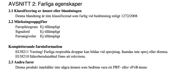 Farliga egenskaper Väderö slamoljefärg och emulsionsfärg