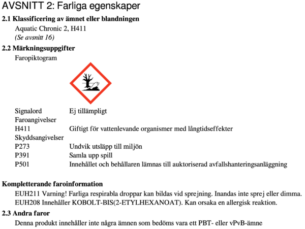 Farliga egenskaper wibo rostskydds primer och färg