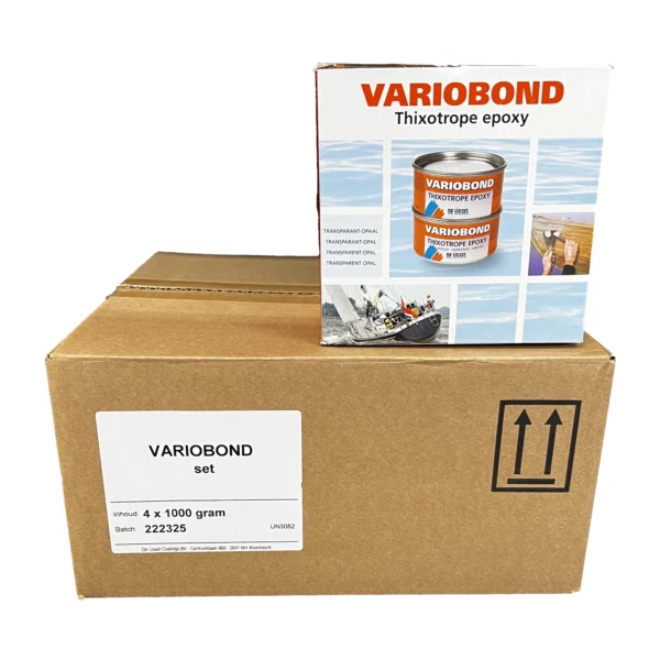 Variobond tixotrop epoxi är en limpasta av epoxi. Tjock som majonäs. Generös brukstid. Ger en permanent limning mot alla material. Starkaste epoxilimmet. Köt 4 x 1 kg os www.de-ijssel-coatings.se för bästa pris.