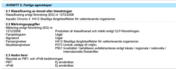 Farliga egenskaper poltix pigmentpasta pt